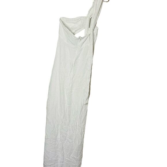 JUST BEE QUEEN White Cutout One Shoulder Cotton High Slit Dress Size Extra Large - Picture 6 of 12